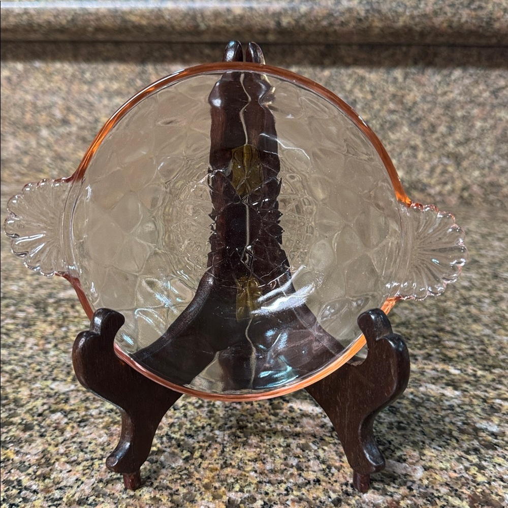 6” Anchor Hocking Serving Bowl Vintage Optic Diamond Pink Depression Glass - Picture 2 of 6